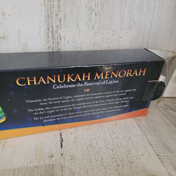 Metal menorah Hanukkah candle holder set religious golden - Picture 14 of 14